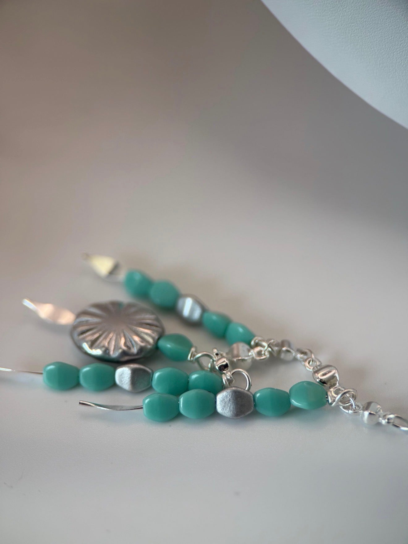 Lariat Czech Glass and Silver Necklace