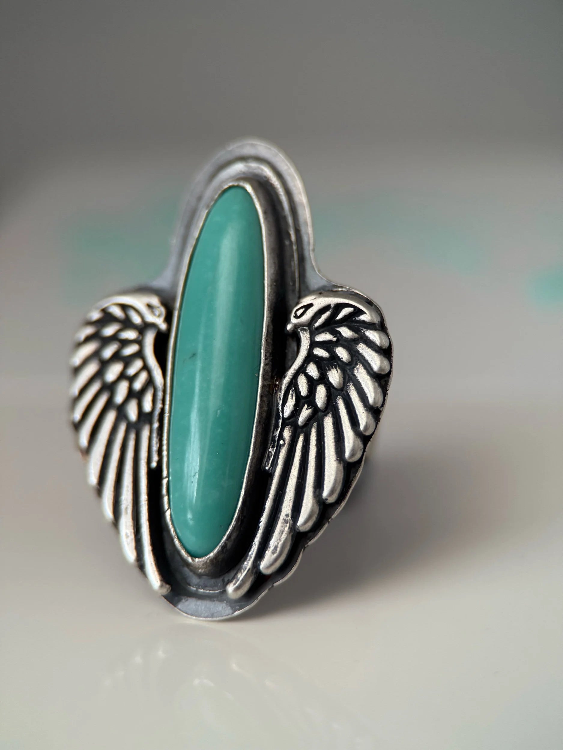 Sonoran Turquoise and Angel Wing Ring