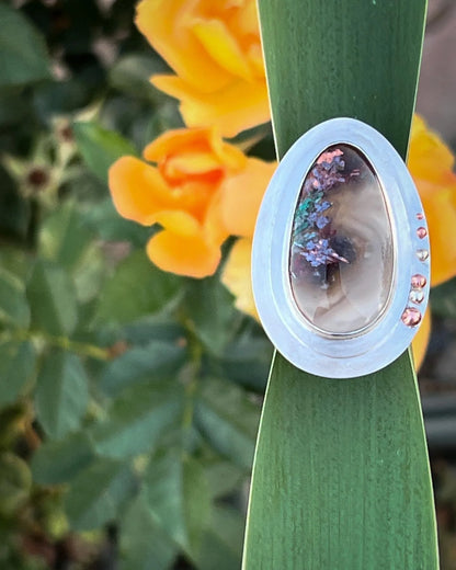 Confetti Chrysocolla Copper & Silver Ring
