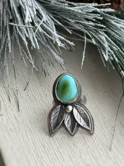 Sonoran Turquoise and Rose Leaves Ring