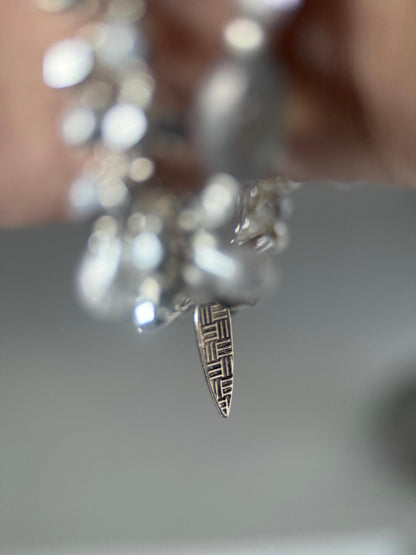 Medium Silver Czech Glass Flower Double Strand Bracelet