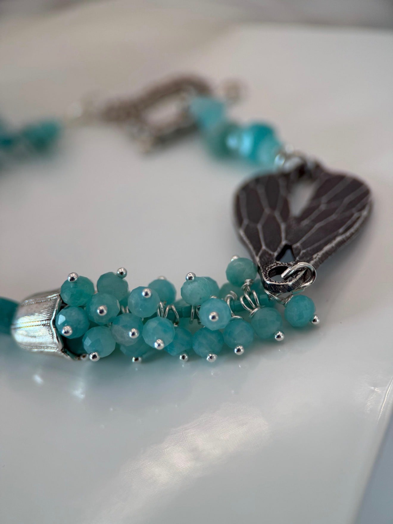 Medium Silver Amazonite Bracelet
