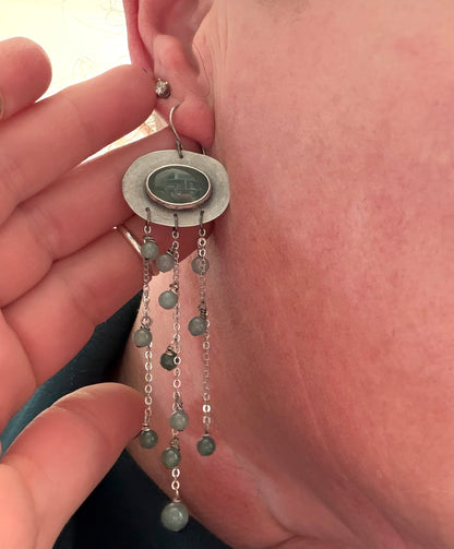 Guatemalan Jade Silver Earrings