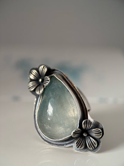 Aquamarine Flower Ring
