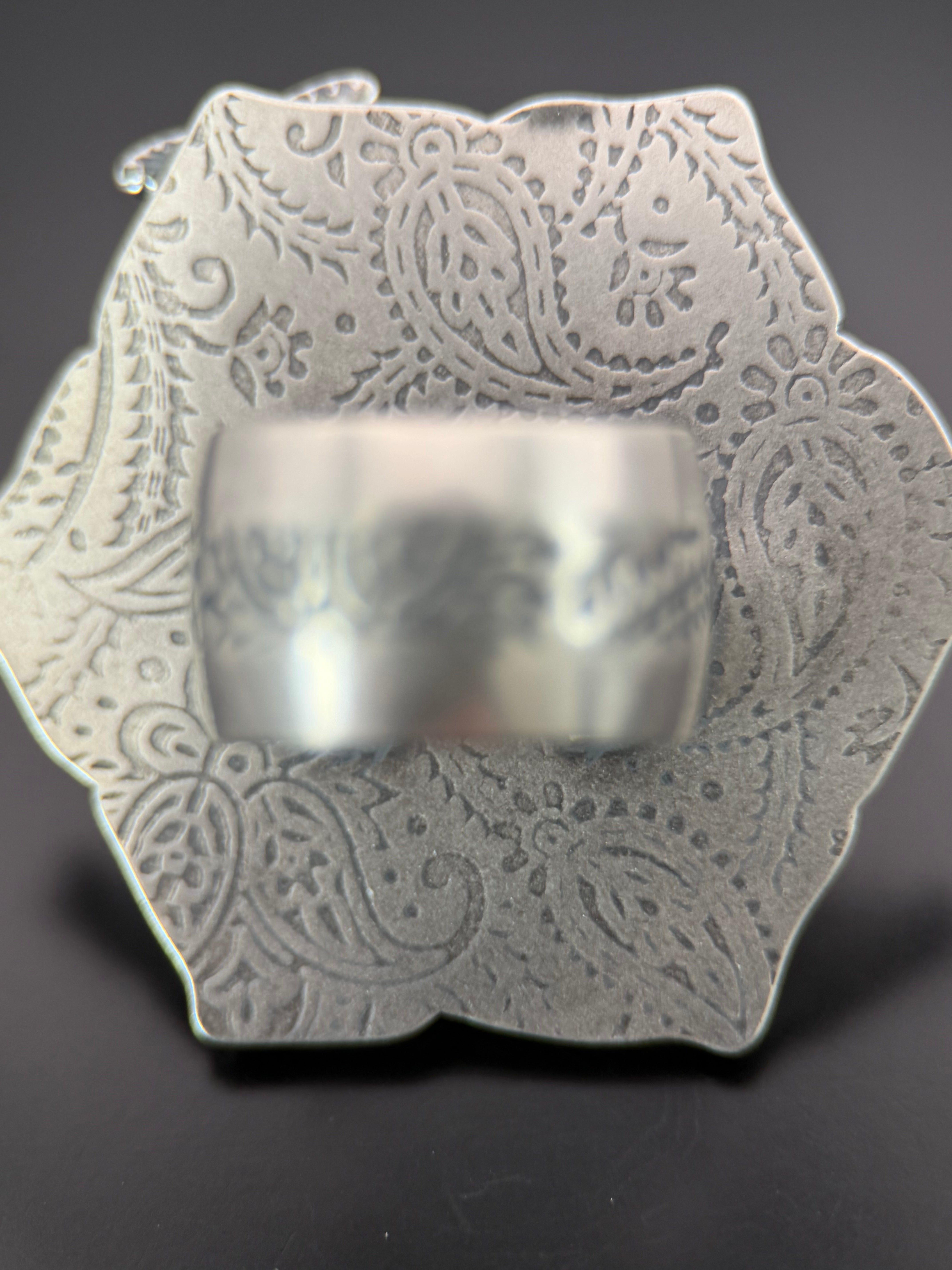 Prehnite Silver Mandala Butterfly Statement Ring