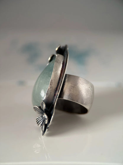 Aquamarine Flower Ring