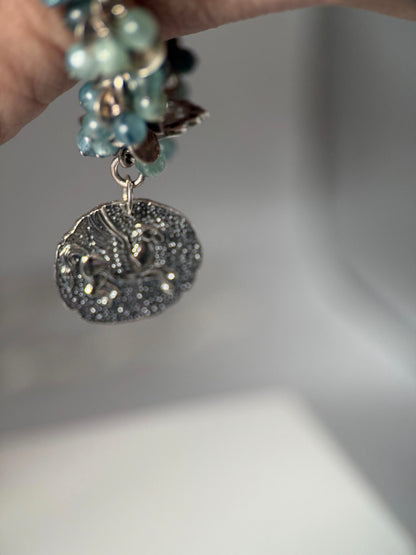 Medium Silver Kyanite Leaf Charm Bracelet