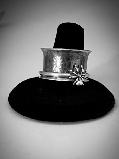 Silver Spider Web & Spider Spinner Ring