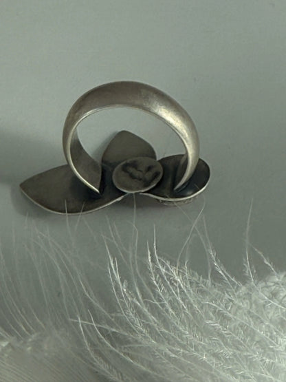 Watermelon Tourmaline 2 Leaf Silver Ring