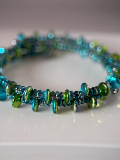Medium Czech Glass Buttetfly Memory Wire Bracelet