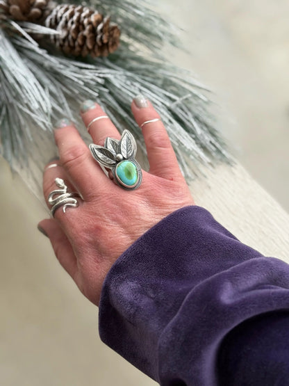 Sonoran Turquoise and Rose Leaves Ring