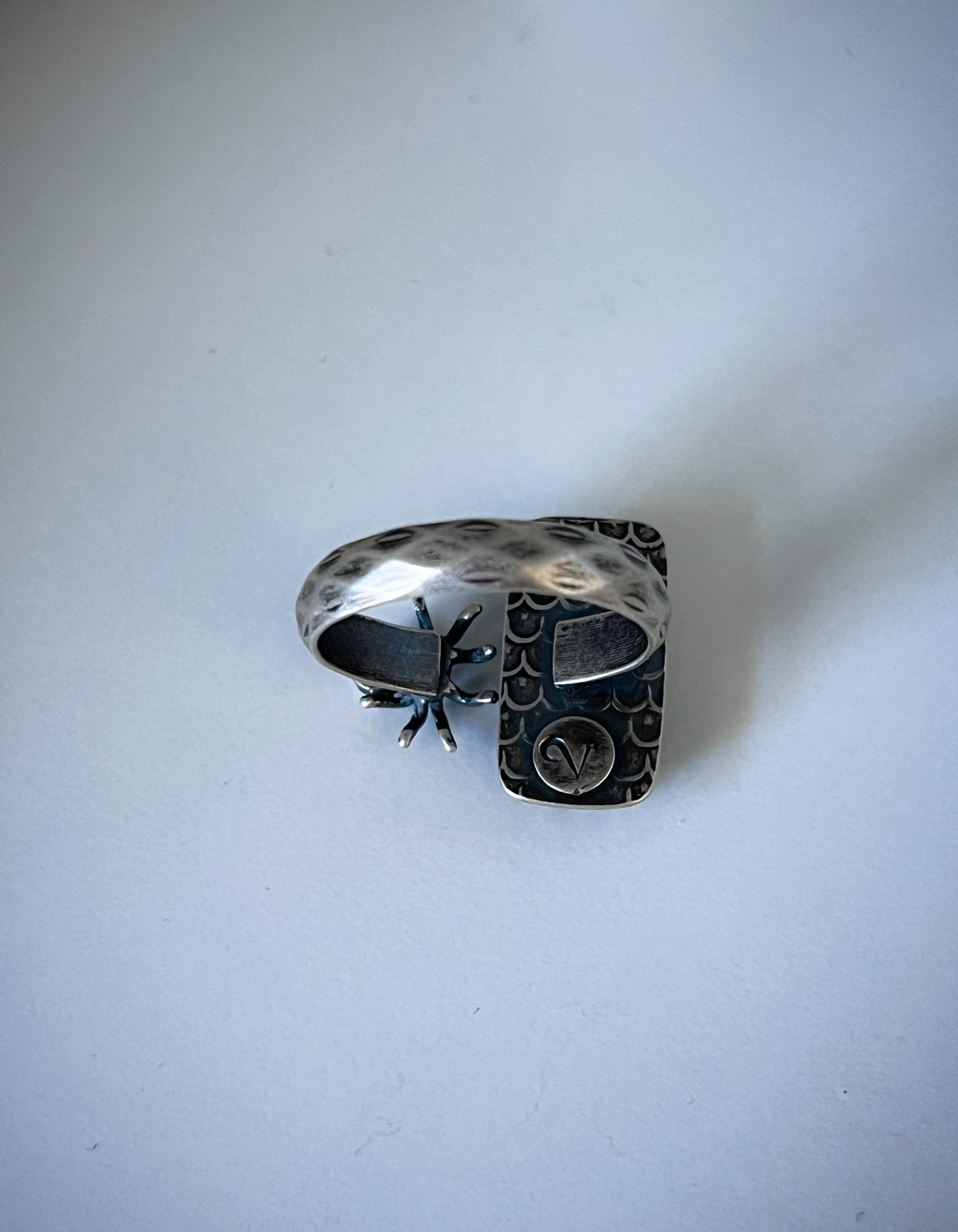 Open Concept Black Knight Druzy & Spider Halloween Ring