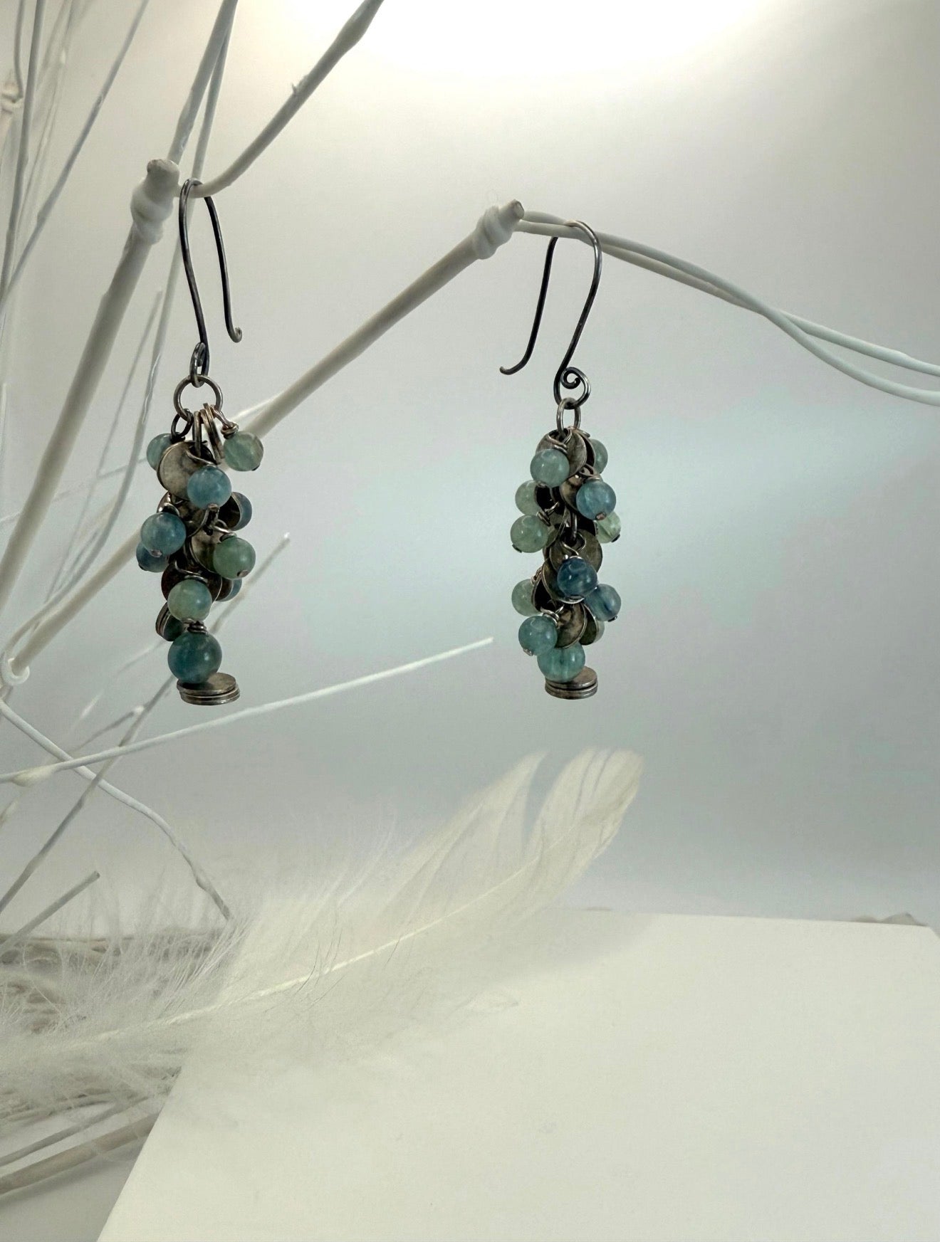 Kyanite and Charm Chain Earrings