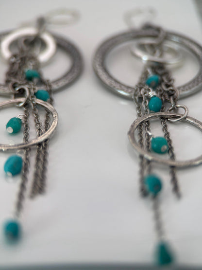 Kingman Turquoise Chain Statement Earrings