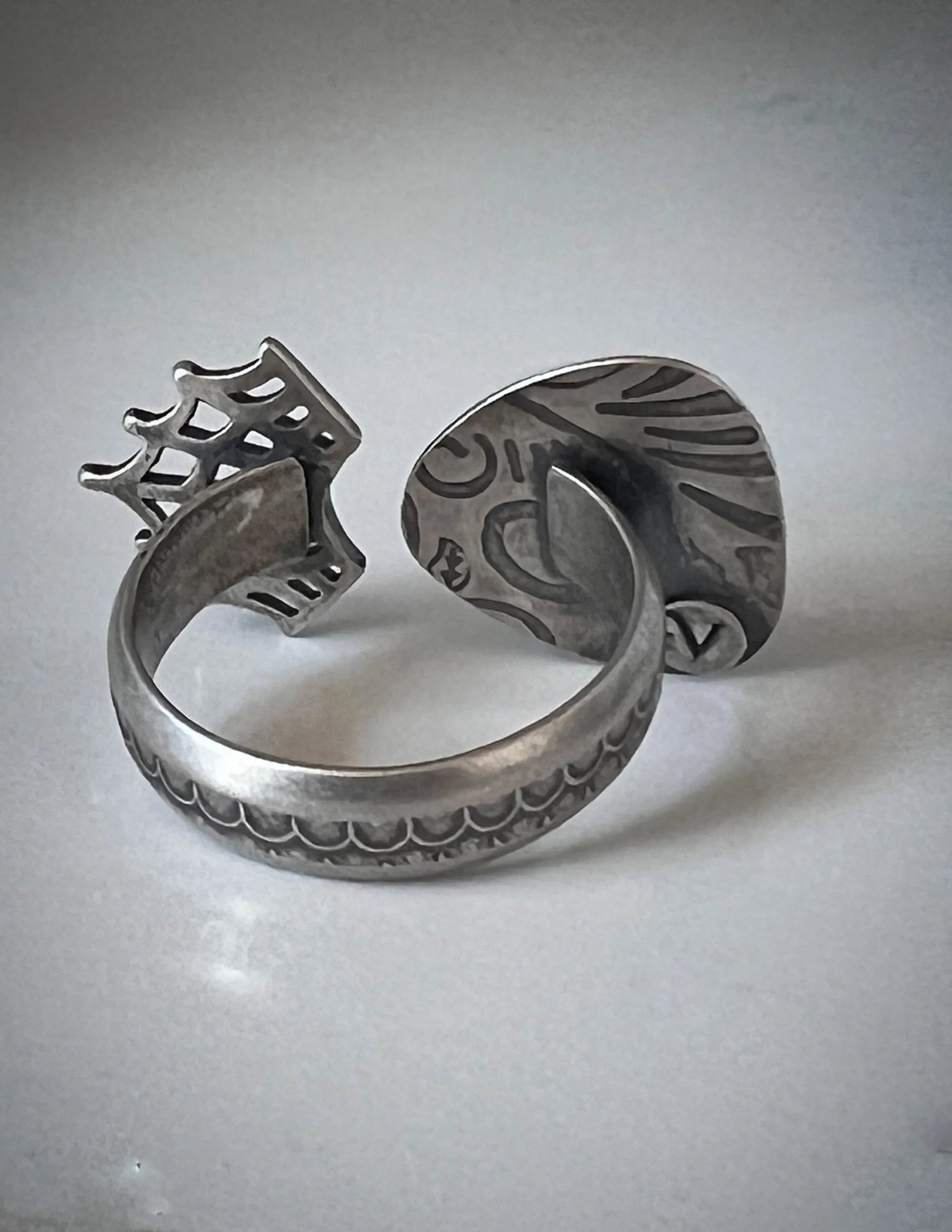 Open Concept Black Tourmaline & Web Ring