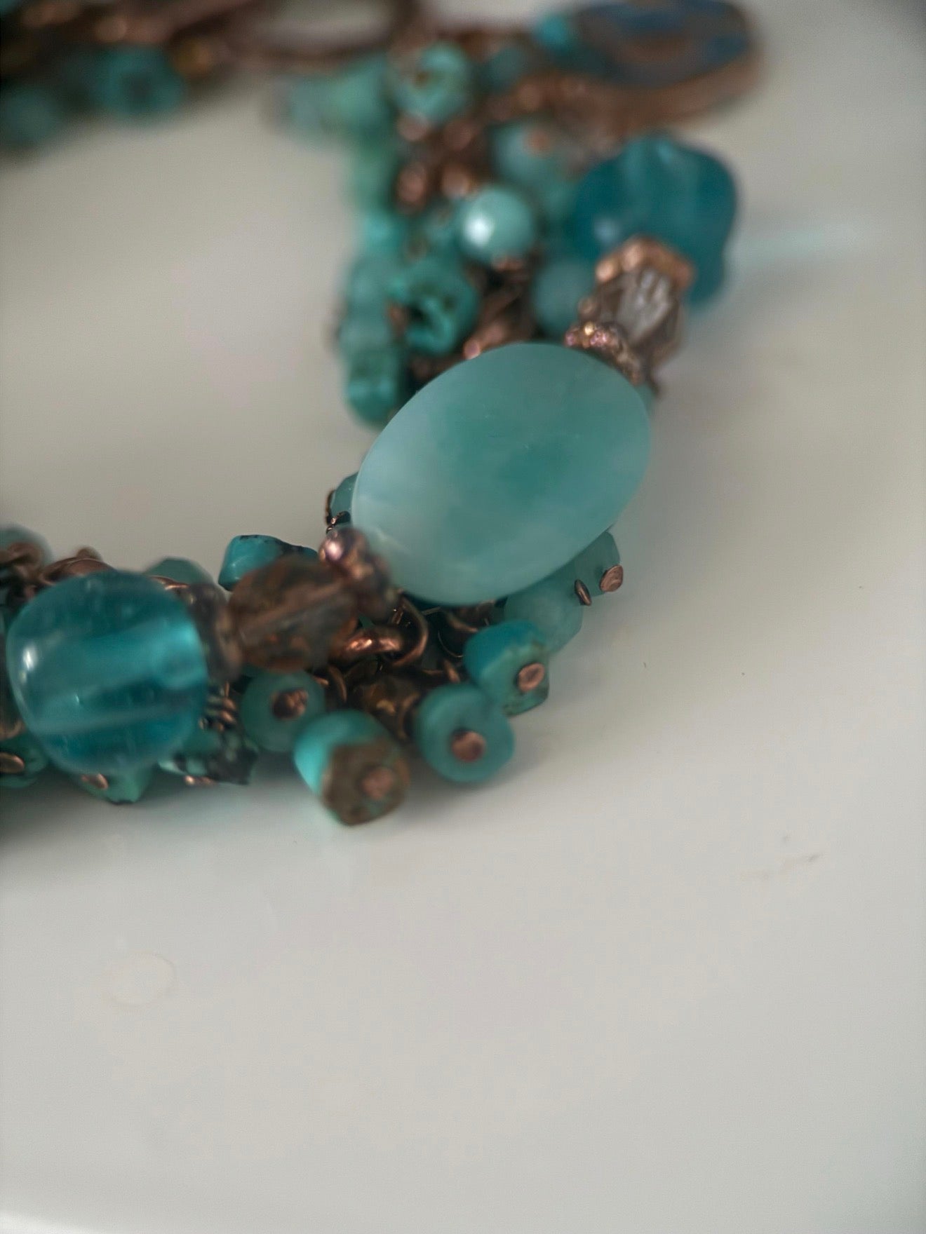 Medium Copper, Amazonite, Turquoise, and Czech Glass Double Strand Bracelet