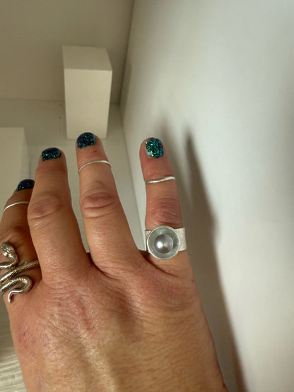 Gray Pearl and Silver Ring