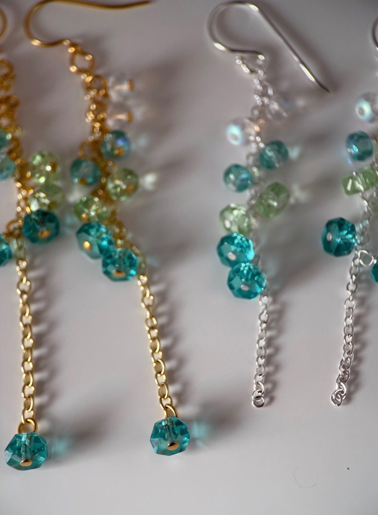 Gold or Silver Czech Glass Reverse Cluster Earrings