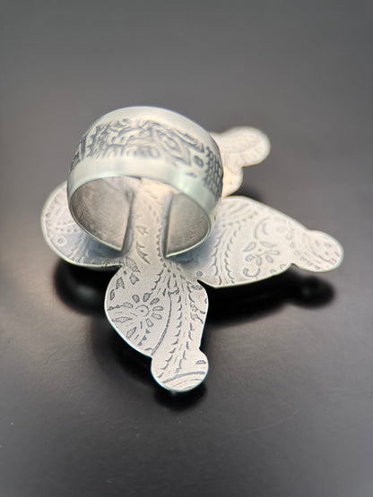 Aquamarine Silver Leaf Ring