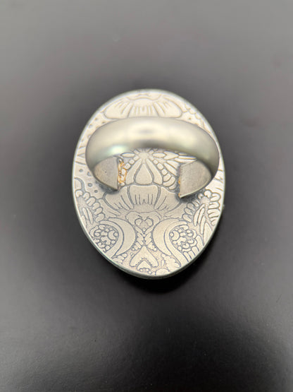 Blue Labradorite Shadowbox Silver Balls Ring