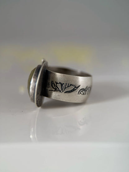 Pale Yellow Tourmaline Adjustable Butterfly Ring