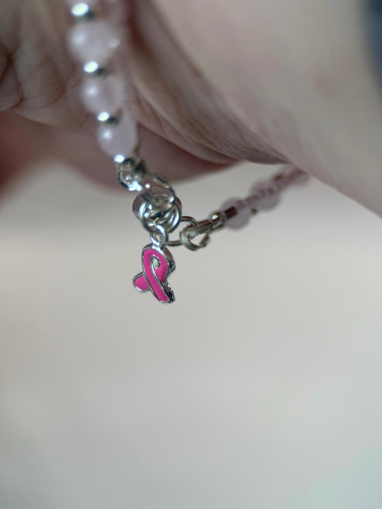 Medium Rose Quartz Breast Cancer Awareness Double Strand Bracelet