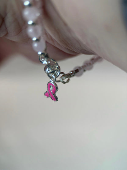 Medium Rose Quartz Breast Cancer Awareness Double Strand Bracelet
