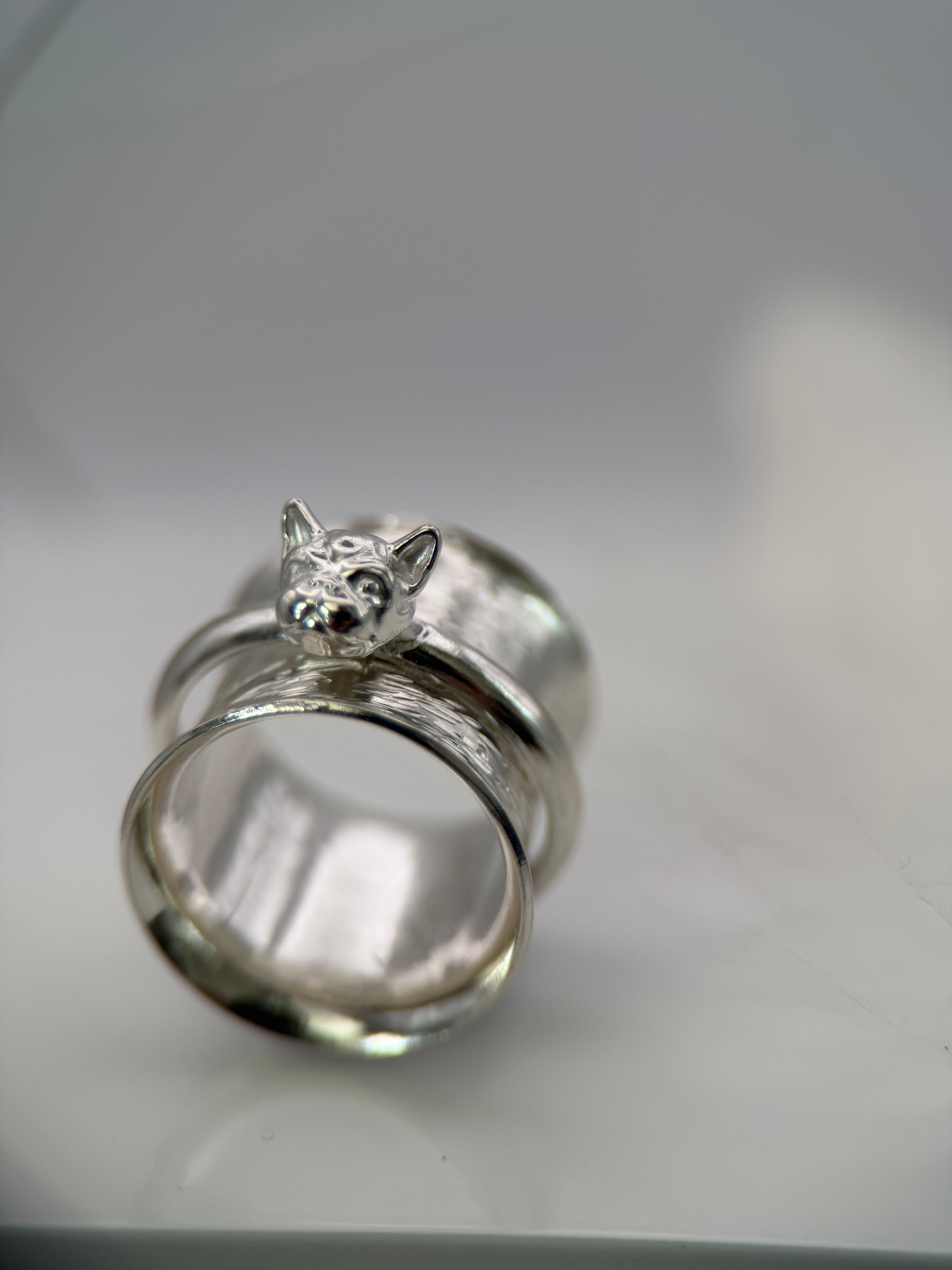 Silver Frenchie Spinner Ring
