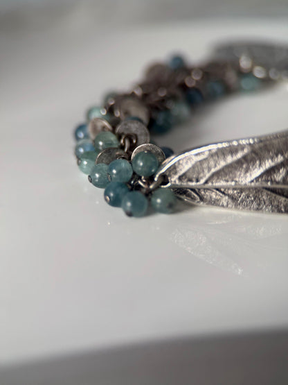 Medium Silver Kyanite Leaf Charm Bracelet