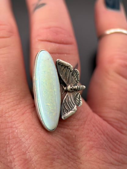 Monarch Opal Death Moth Adjustable Ring