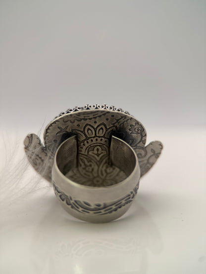 White Buffalo Turquoise Silver Ring