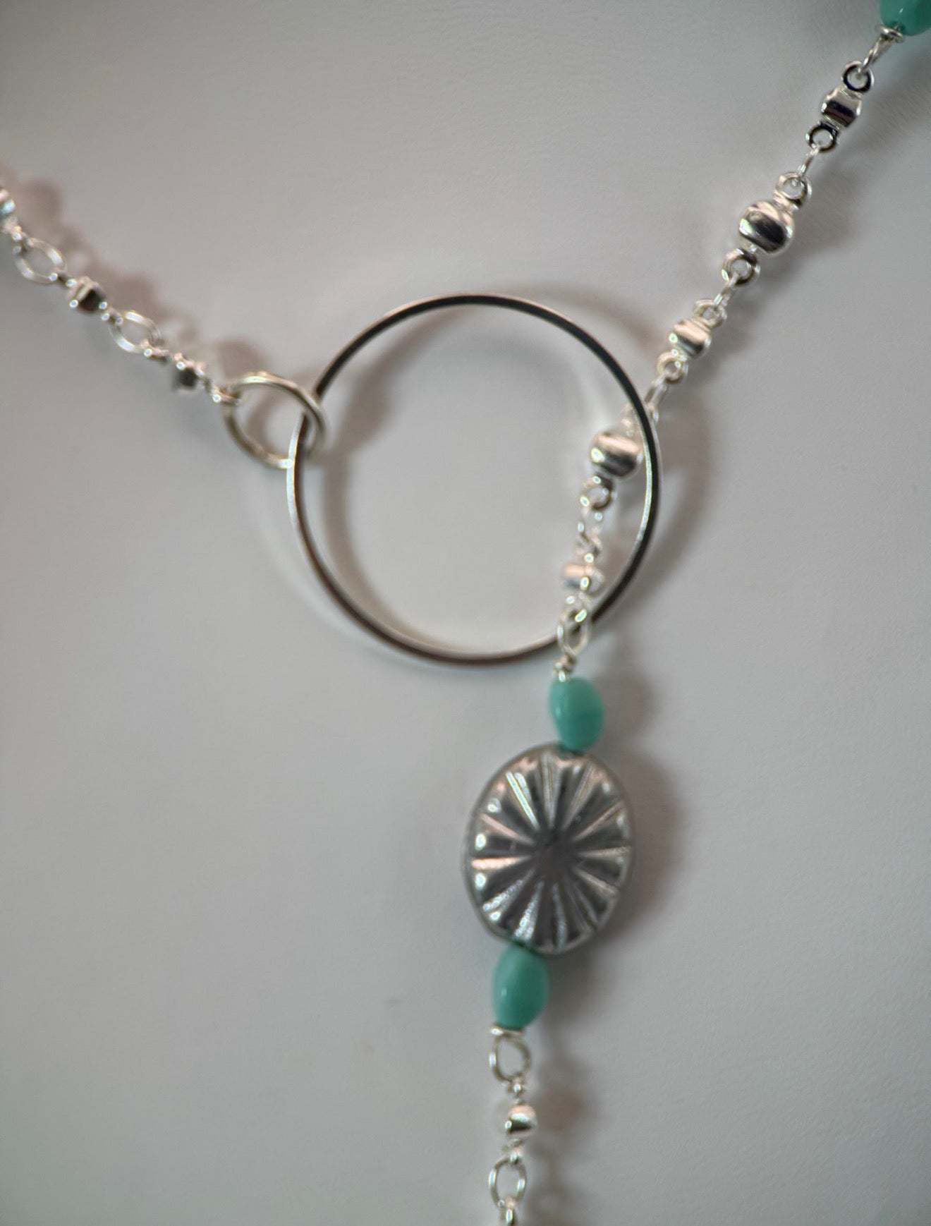 Lariat Czech Glass and Silver Necklace