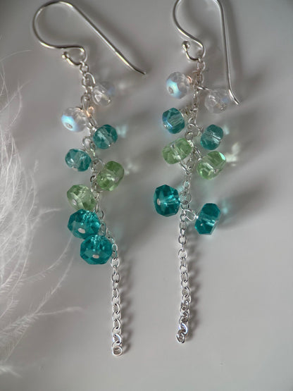 Gold or Silver Czech Glass Reverse Cluster Earrings