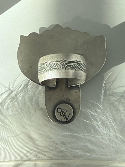 Pink Sapphire Silver Lotus Ring