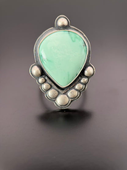Desert Bloom Variscite Silver Bubbles Ring