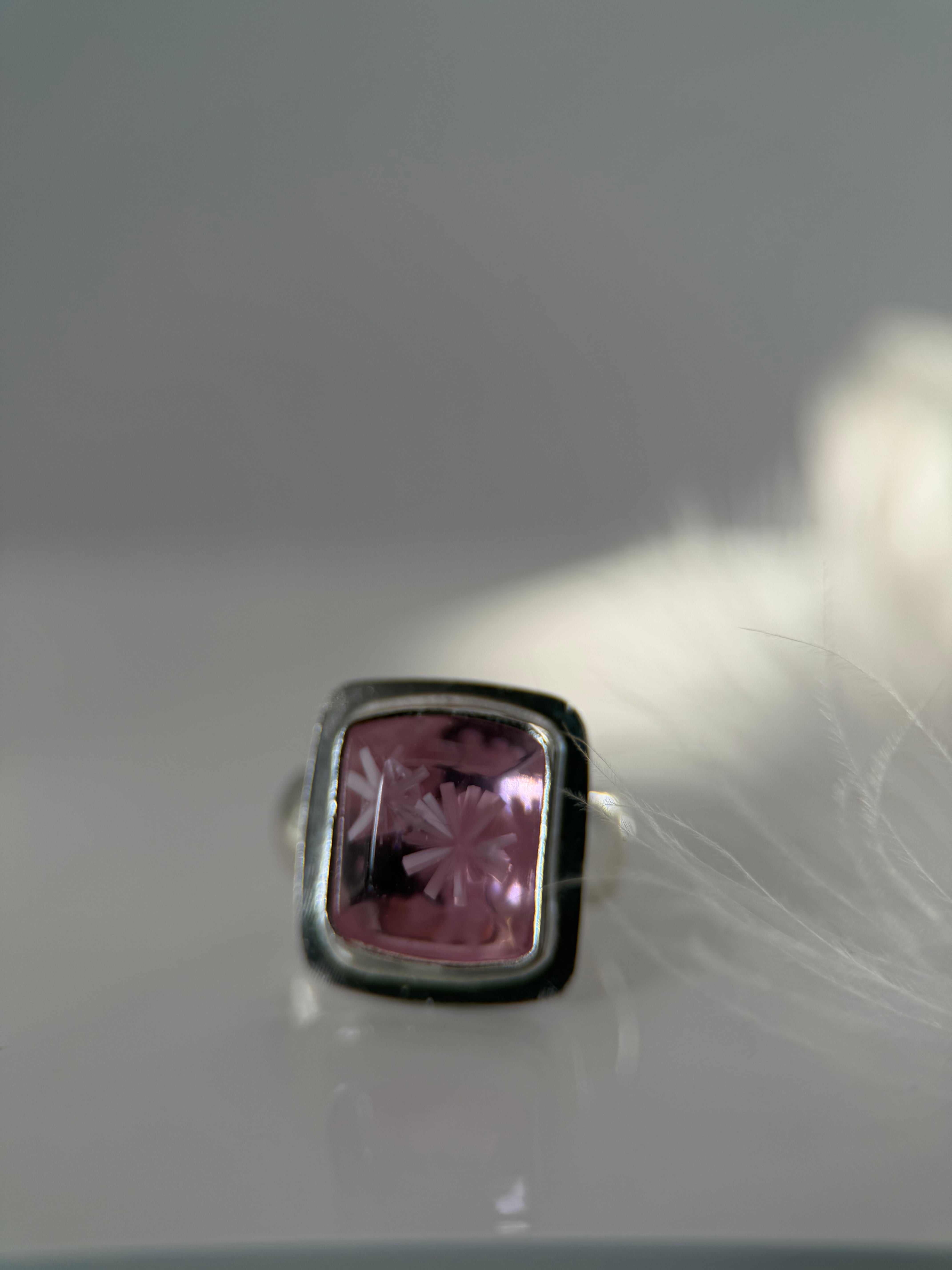 Square Pink Bridewell Stone Ring