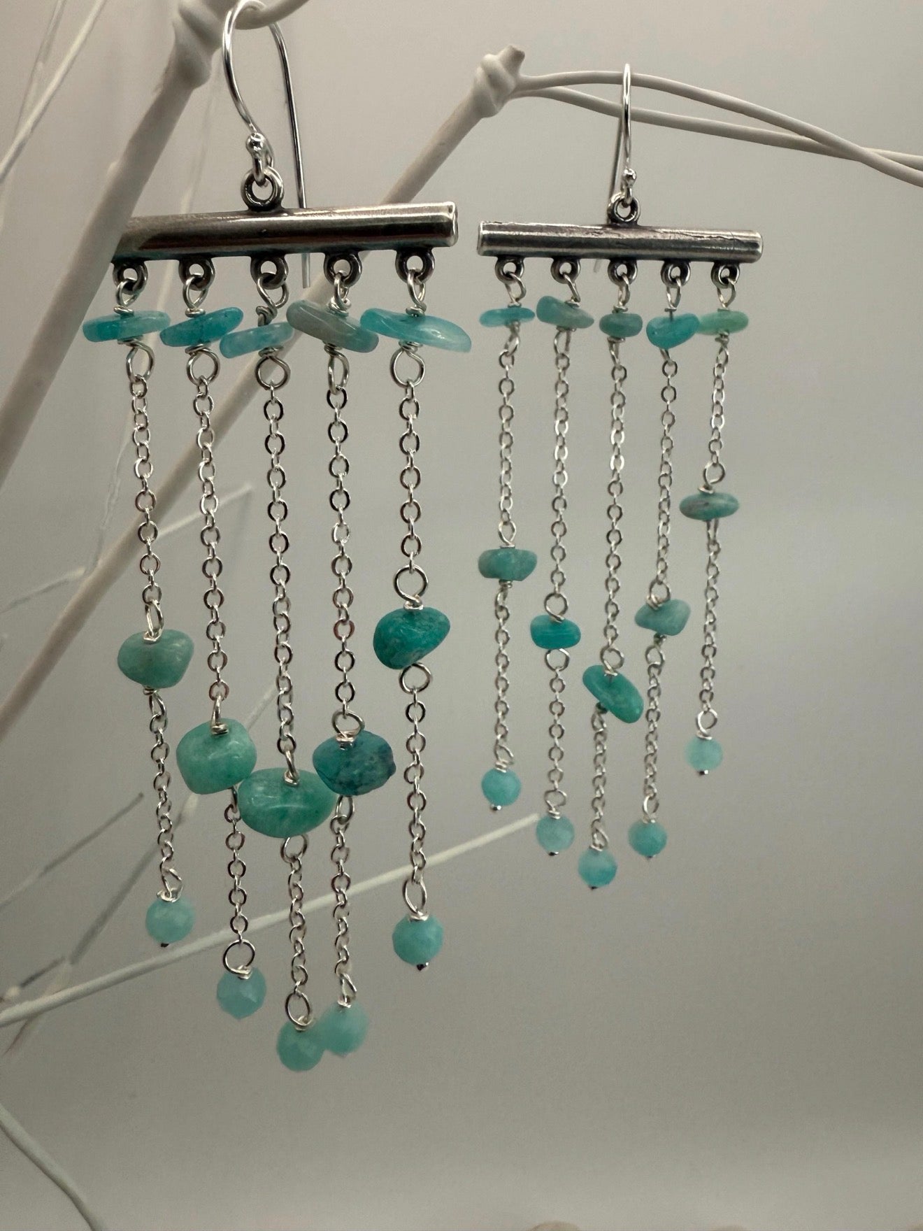 Amazonite Sterling Silver Chandelier Earrings