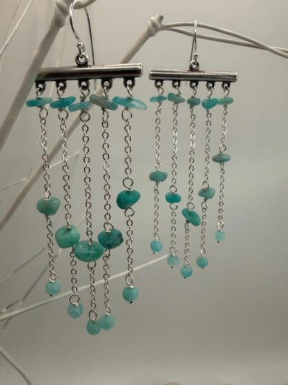Amazonite Sterling Silver Chandelier Earrings