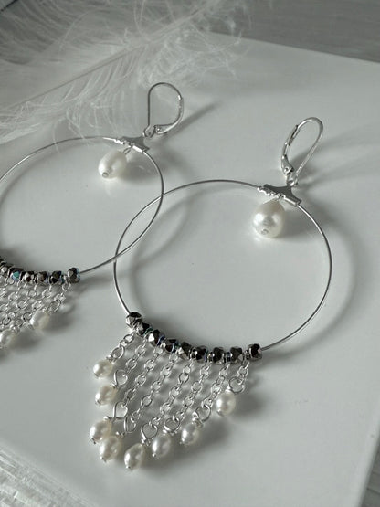 Pearl and Silver Earrings