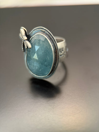 Aquamarine Dragonfly Ring