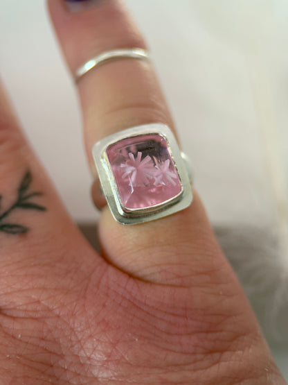 Square Pink Bridewell Stone Ring