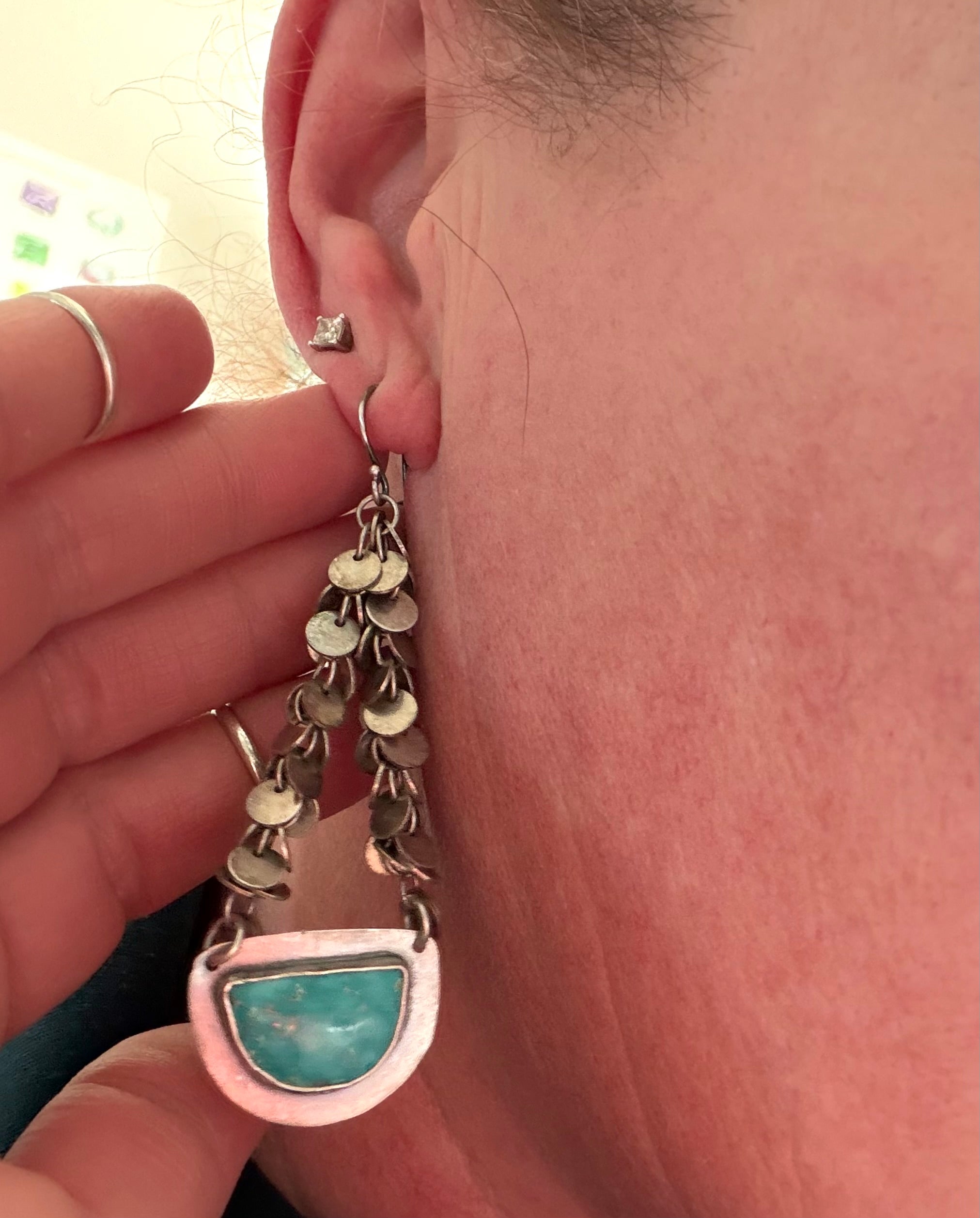 Gobi Turquoise Charm Chain Earrings