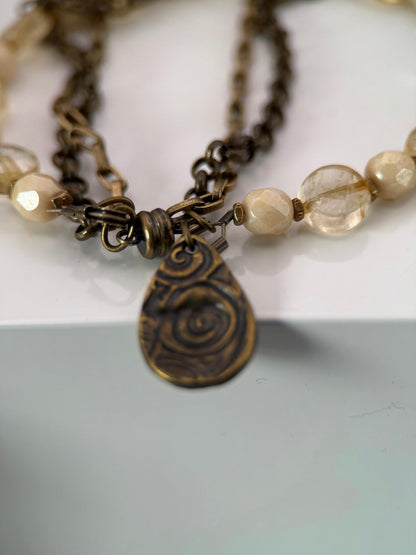 Medium Citrine and Czech Glass Bracelet and Earrings Set