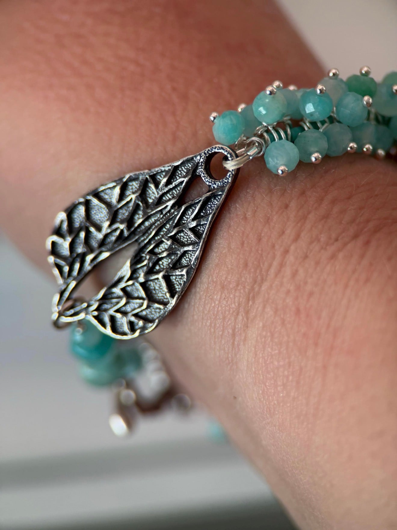 Medium Silver Amazonite Bracelet