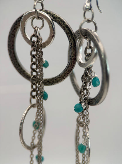 Kingman Turquoise Chain Statement Earrings