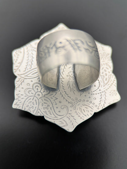 Kingman Turquoise and Silver Mandala Ring
