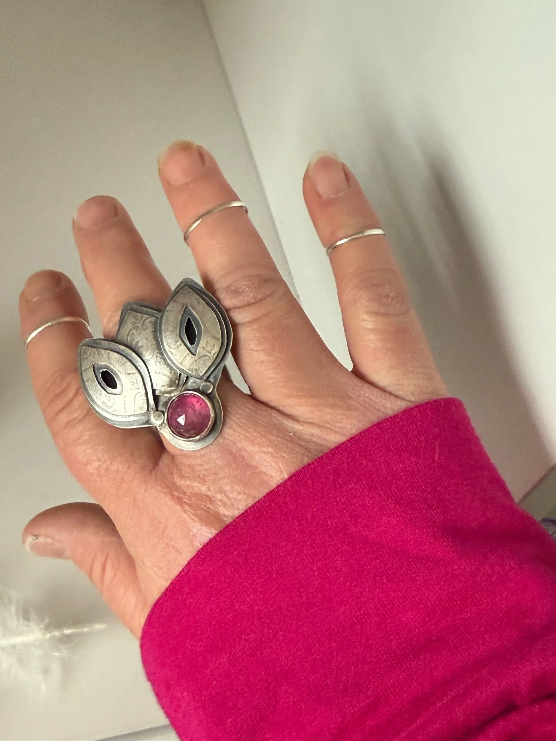 Pink Tourmaline Leaf Ring