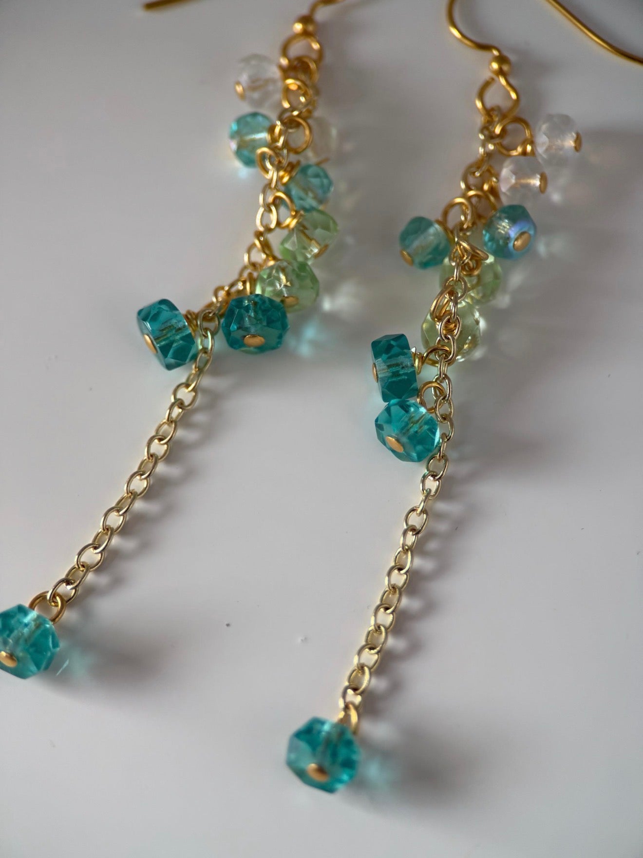 Gold or Silver Czech Glass Reverse Cluster Earrings