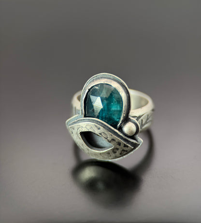 Teal Kyanite Silver Ring