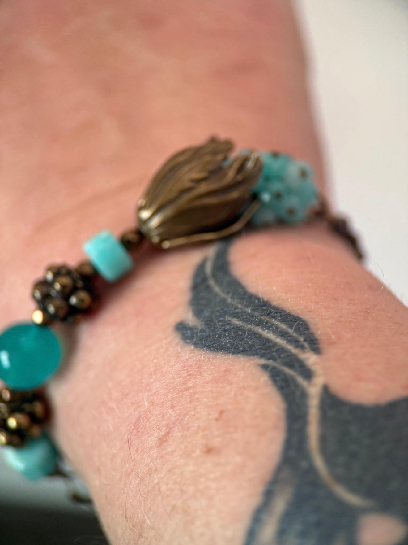 Medium Antique Brass Amazonite Bracelet